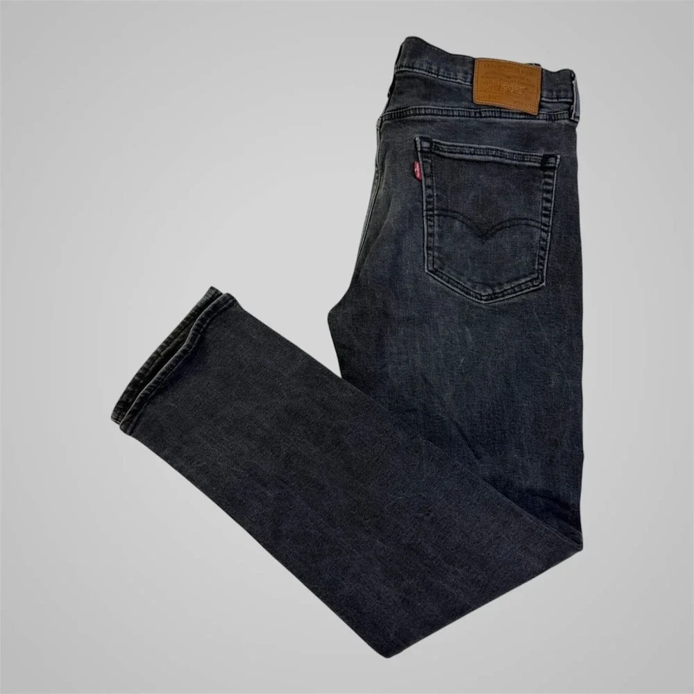 Levi's 514 Slim Straight Jeans Mens 36x31 Washed‎ Black Charcoal Stretch Denim